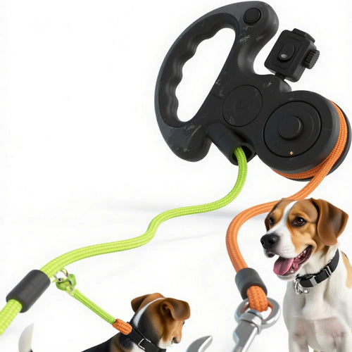 Multifunctional Dog Accessories Retractable Dog Leash Pet Leashes with LED Light For 2 Dogs